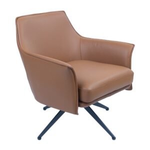 Freya Leather Swivel Occasional Chair Lounge Seat – Brown