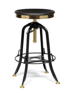 Industrial Wooden Height Adjustable Swivel Bar Stool – Gold Black