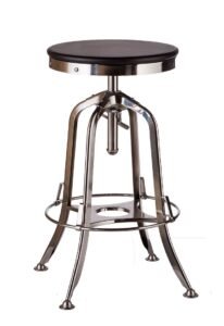 Industrial Wooden Height Adjustable Swivel Bar Stool – Nickel Black