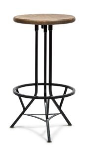 Industrial Wooden Iron Swivel Bar Stool – Black Rustic