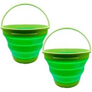 2x 7L Foldable Collapsible Silicone Bucket for Hiking/Camping/Fishing – Green