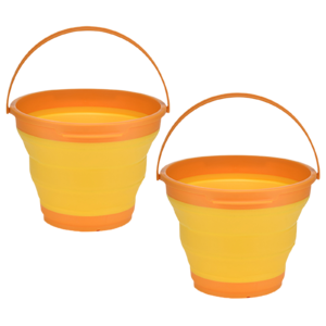 2x 7L Foldable Collapsible Silicone Bucket for Hiking/Camping/Fishing – Orange