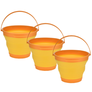 3x 7L Foldable Collapsible Silicone Bucket for Hiking/Camping/Fishing – Orange