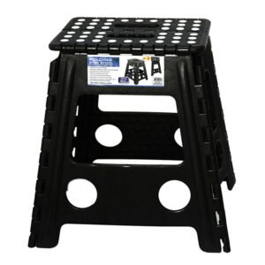 39cm Plastic Folding Step Stool Portable Chair Flat Indoor/Outdoor Home – Black