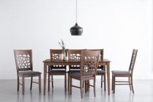 ALLEGRO Dining Table + 6x ASBEL Dining Chair – 7 Piece Dining Set – Cocoa