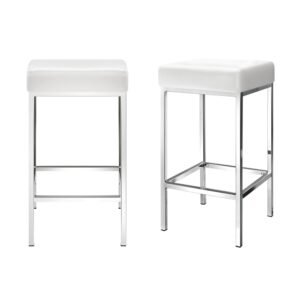 Artiss 4x Bar Stools Leather Padded Metal White