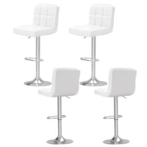 Artiss 4x Bar Stools Leather Gas Lift White