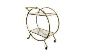 Roman Glass Bar Cart / Trolley With Wheels – Gold