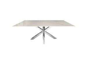 Miles Gold With White Marble Dining Table – 90cm x 180cm