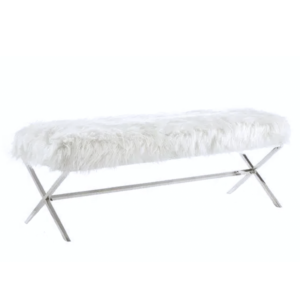 Interior Ave – Oxley Fur Bench – White & Silver